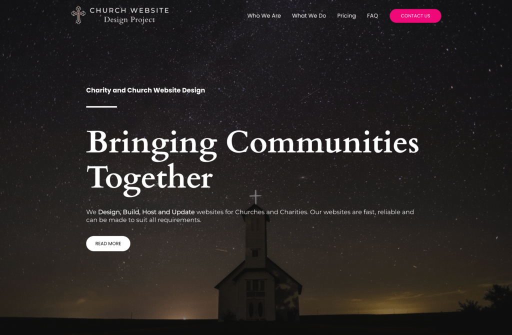 Church Website Design Project Hero Section